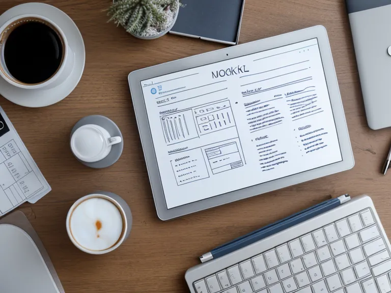 Senior Developer betrachtet ein Sketchnotes-Layout zu einem komplexen IT-Projekt im Notizbuch